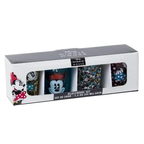 Silver Buffalo Disney Vintage Minnie Mouse Mini Glass Set 4 Count (1.5oz Each) | Officially Licensed Collectible Shot Glasses thumbnail 9