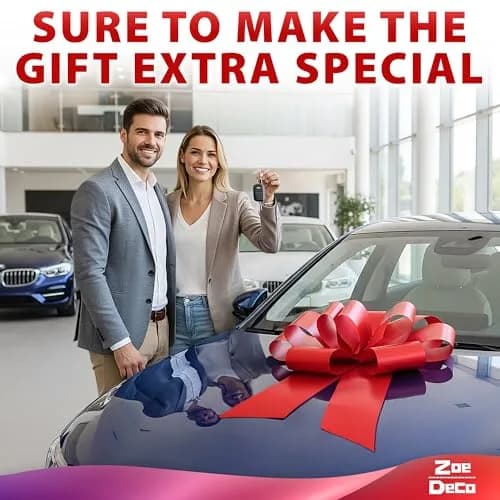 Zoe Deco Big Car Bow 23 Inch (58.42 cm) Red Giant Bow | Easy Assembly for Gifts & Cars thumbnail 2