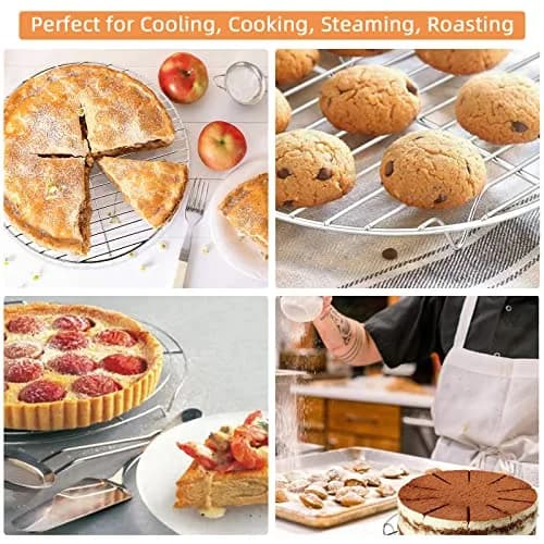 TamBee 2Pcs Stainless Steel Cooling Racks 7 & 8 Inch | Versatile Baking & Steaming thumbnail 6