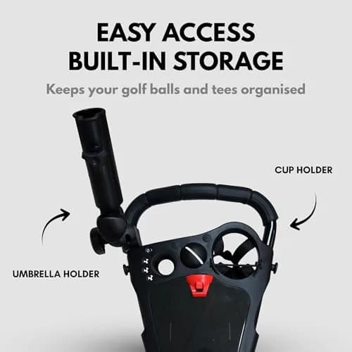 Qwik-Fold 3-Wheel Golf Push Cart with Foot Brake | 1-Second Fold Aluminum Frame, Adjustable Handle, Umbrella Holder, Lightweight (Black/Red) thumbnail 6