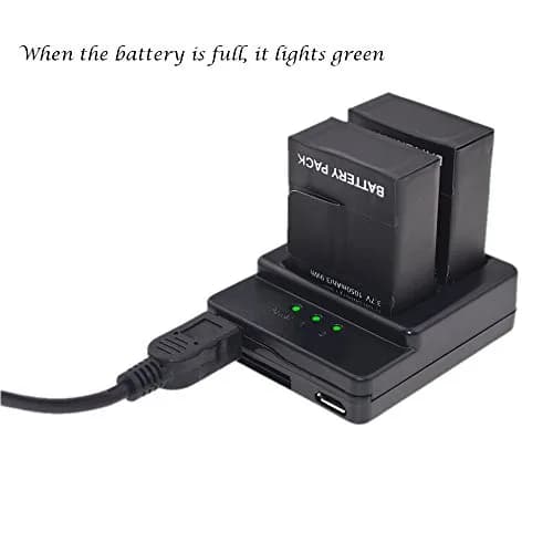 Suptig Dual Battery Charger and 2x 1050mAh Batteries for GoPro Hero 3 & 3+ | 3.7V Li-ion thumbnail 2