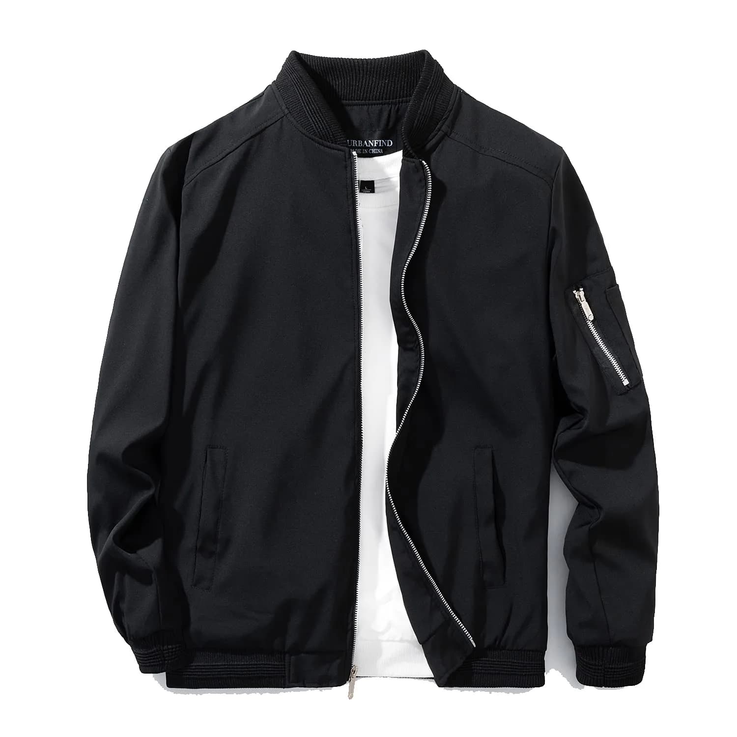 URBANFIND Men's Slim Fit Lightweight Sportswear Jacket Casual Bomber Jacket US S Blue | Breathable, Stylish & US S Size — Black / Medium