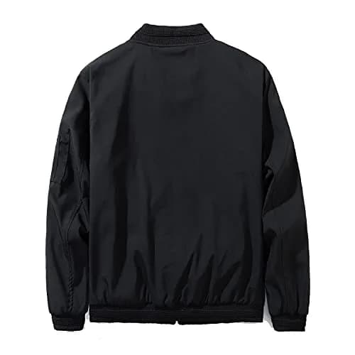URBANFIND Men's Slim Fit Lightweight Sportswear Jacket Casual Bomber Jacket US M Black | Breathable, Stylish & Comfortable thumbnail 3