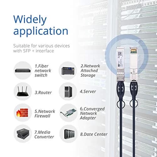 H!Fiber.com 10G SFP+ DAC Cable 1m | 10Gbps Twinax Copper for Networking Devices thumbnail 4