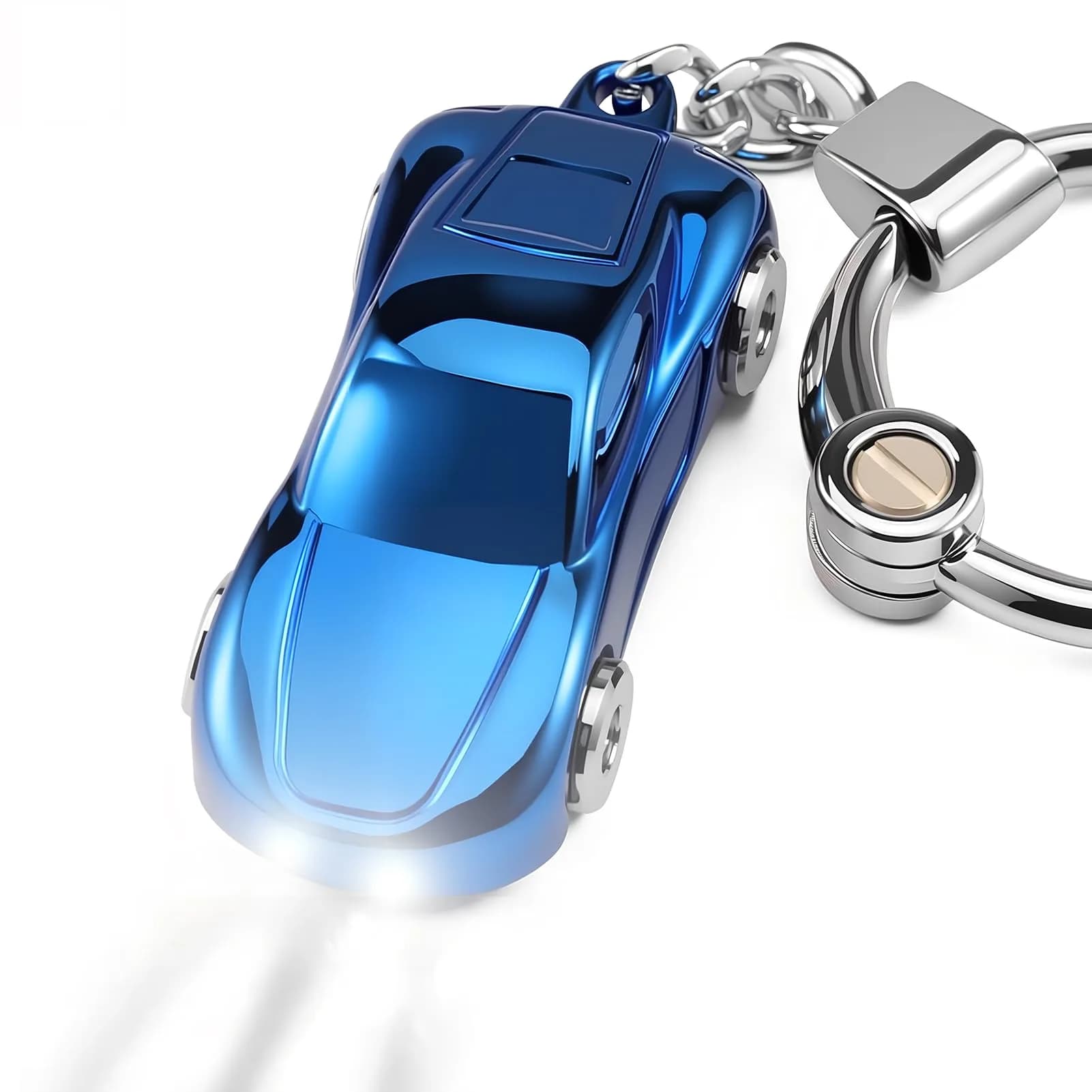 SOMGEM Car Keychain Flashlight, 2 Mode LED Key Ring, Colorful, 10.7 cm (4.2 inches) — Blue