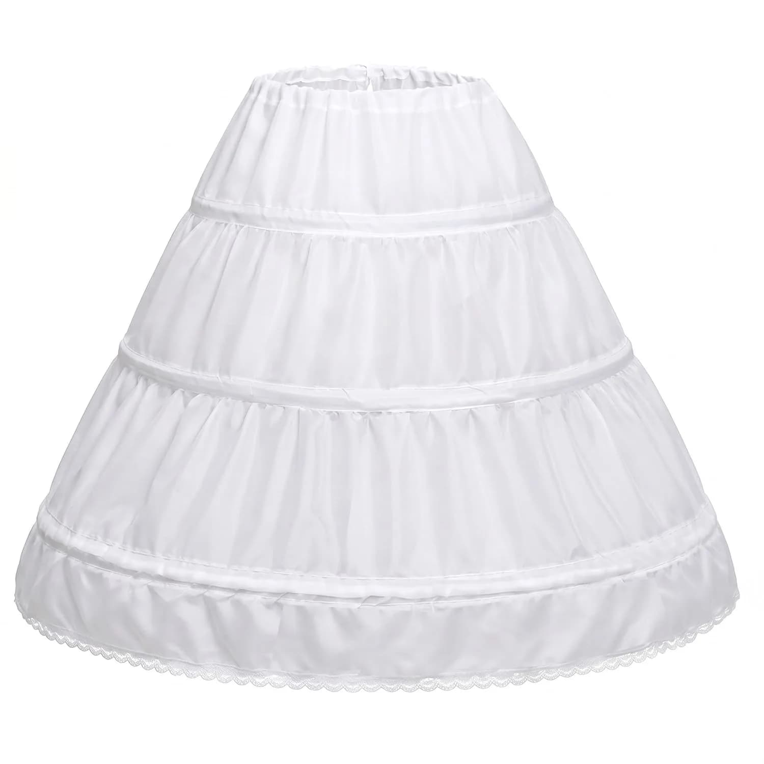 ABaoWedding Girls Petticoat 6-7y White | Adjustable Hoop Skirt for Formal & Party Wear