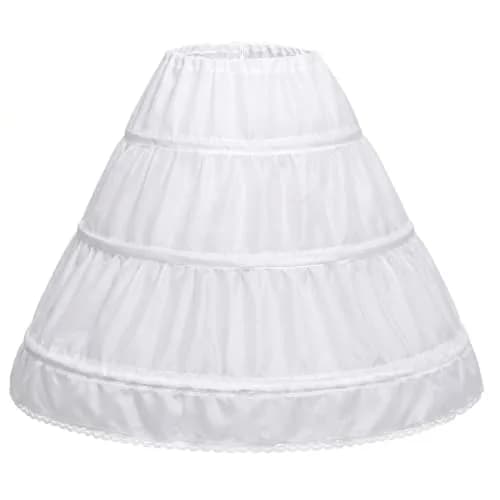 ABaoWedding Girls Petticoat 6-7y White | Adjustable Hoop Skirt for Formal & Party Wear thumbnail 1
