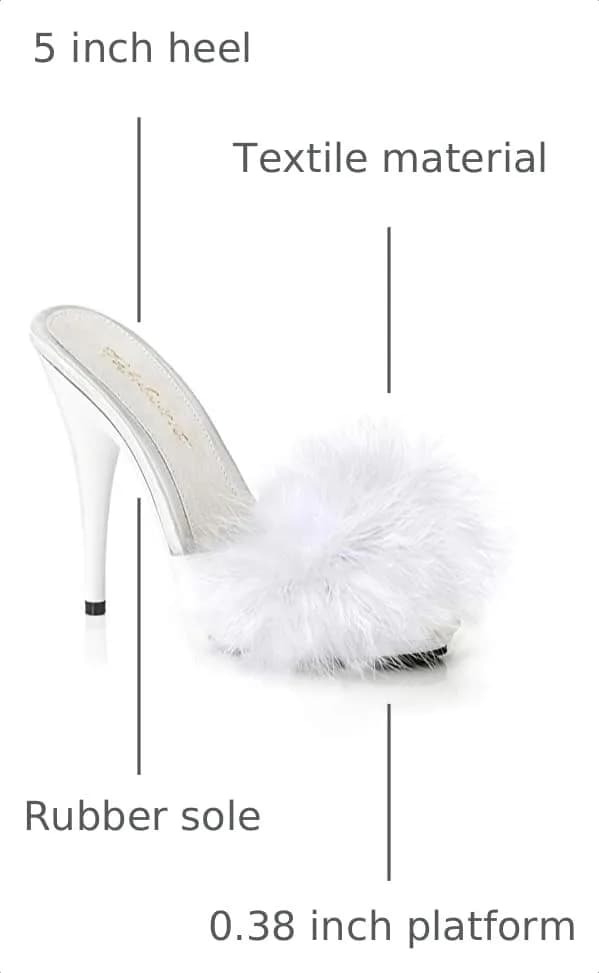 Fabulicious Poise-501F Marabou Slipper | High Heel Platform Sandal in White Satin (12.7cm heel, 1cm platform) | Adult Women thumbnail 3