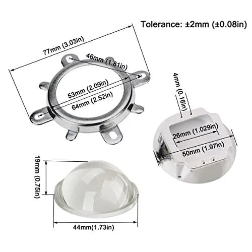 CHANZON 44mm 60 Degree LED Lens with Reflector and Bracket | Optical Glass for 20W-100W COB Chips thumbnail 5