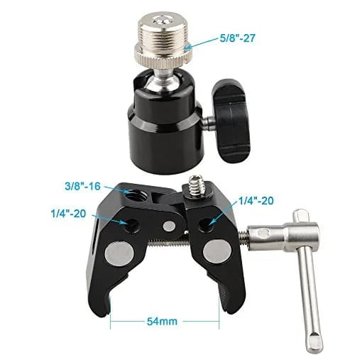CAMVATE Mini Crab Clamp Articulated 1/4 Pack of 4 | Microphone Mounting Clamp with 360° Ball Head thumbnail 2