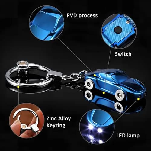 SOMGEM Car Keychain Flashlight, 2 Mode LED Key Ring, Colorful, 10.7 cm (4.2 inches) thumbnail 4