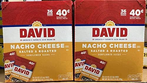 Candy World David Sunflower Seeds Nacho Cheese 0.8oz (72 Bags) | Gluten-Free Snack for India thumbnail 1