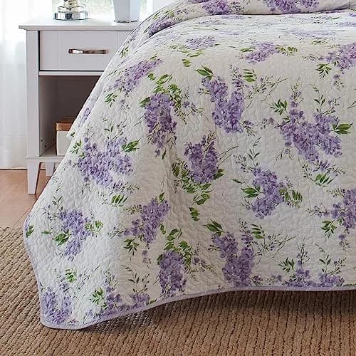 Laura Ashley Twin Quilt with Matching Sham | Reversible Floral Design, 100% Cotton, Lightweight All-Season Comfort thumbnail 7