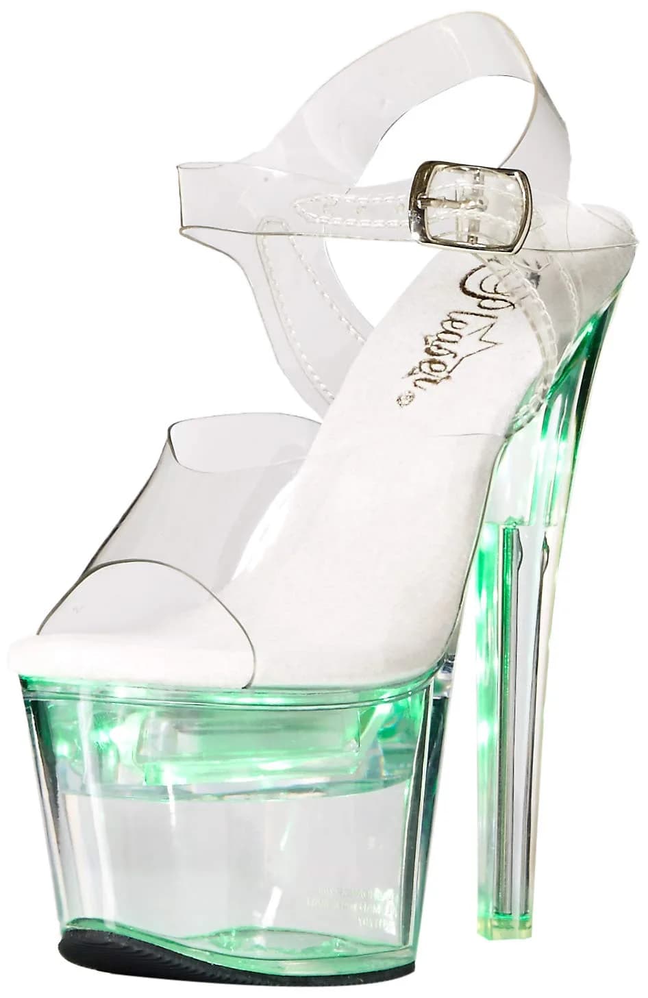 Pleaser Women's FLASHDANCE-708 Sandal 6 M US | LED Illuminated Ankle Strap Platform