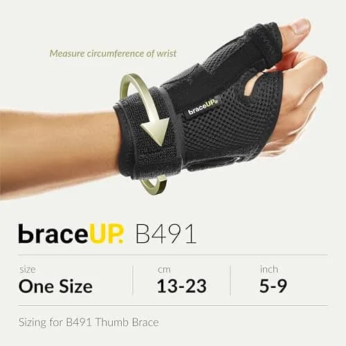 BraceUP Thumb Spica Splint Brace Black | Right/Left Hand, Adjustable Compression for Arthritis, Tendonitis, Carpal Tunnel Pain Relief (1 Count) thumbnail 6