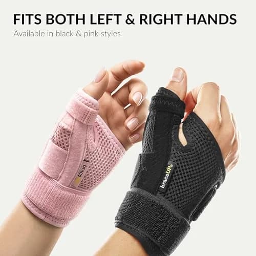 BraceUP Thumb Spica Splint Brace Black | Right/Left Hand, Adjustable Compression for Arthritis, Tendonitis, Carpal Tunnel Pain Relief (1 Count) thumbnail 2