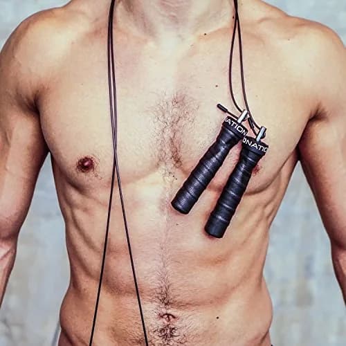 WOD Nation Attack Speed Jump Rope - Black Alloy Steel Handles, 11 ft (3.35 m) with 2.2 mm & 3.3 mm Cables | Dual-Cable System for Fitness & Double Unders thumbnail 7