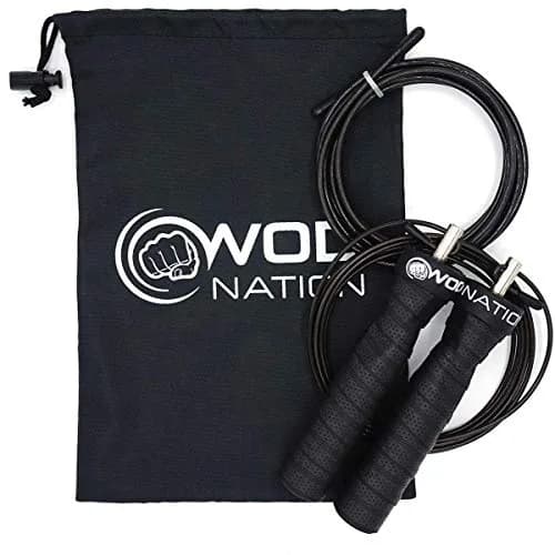 WOD Nation Attack Speed Jump Rope - Black Alloy Steel Handles, 11 ft (3.35 m) with 2.2 mm & 3.3 mm Cables | Dual-Cable System for Fitness & Double Unders thumbnail 9