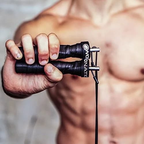 WOD Nation Attack Speed Jump Rope - Black Alloy Steel Handles, 11 ft (3.35 m) with 2.2 mm & 3.3 mm Cables | Dual-Cable System for Fitness & Double Unders thumbnail 4