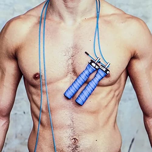 WOD Nation Adjustable Jump Rope Blue 3.5m (11 ft) | Dual Cable Speed & Weighted Workout thumbnail 7