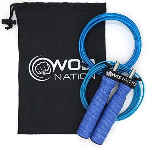 WOD Nation Adjustable Jump Rope Blue 3.5m (11 ft) | Dual Cable Speed & Weighted Workout thumbnail 9