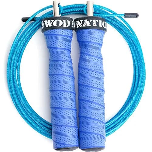 WOD Nation Adjustable Jump Rope Blue 3.5m (11 ft) | Dual Cable Speed & Weighted Workout thumbnail 2