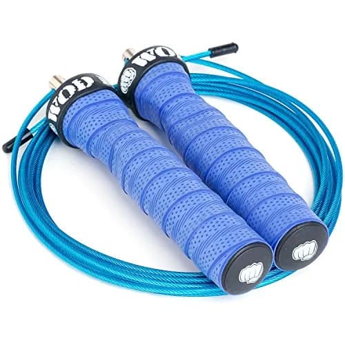 WOD Nation Adjustable Jump Rope Blue 3.5m (11 ft) | Dual Cable Speed & Weighted Workout thumbnail 3