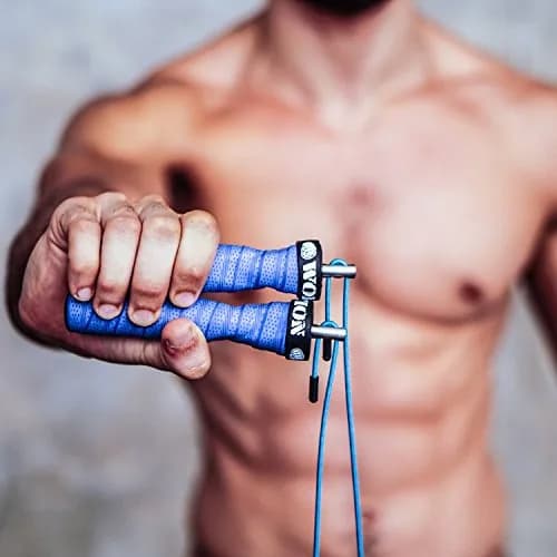 WOD Nation Adjustable Jump Rope Blue 3.5m (11 ft) | Dual Cable Speed & Weighted Workout thumbnail 4