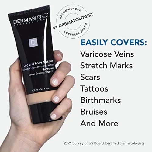 Dermablend Leg & Body Makeup Foundation SPF 25, 20N Light Natural, 100ml (3.4 fl oz) | Full Coverage for Scars & Imperfections thumbnail 6