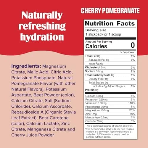 Ultima Replenisher Cherry Pomegranate Electrolyte Powder Stickpacks 20 Count (2.4 oz) | Sugar-Free Hydration with 6 Key Electrolytes thumbnail 3