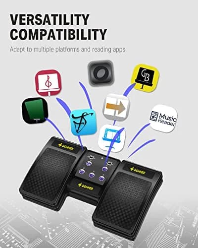 Donner Wireless Bluetooth Pedal for iPad Tablets Phone | Hands-Free Page Turn Control thumbnail 4