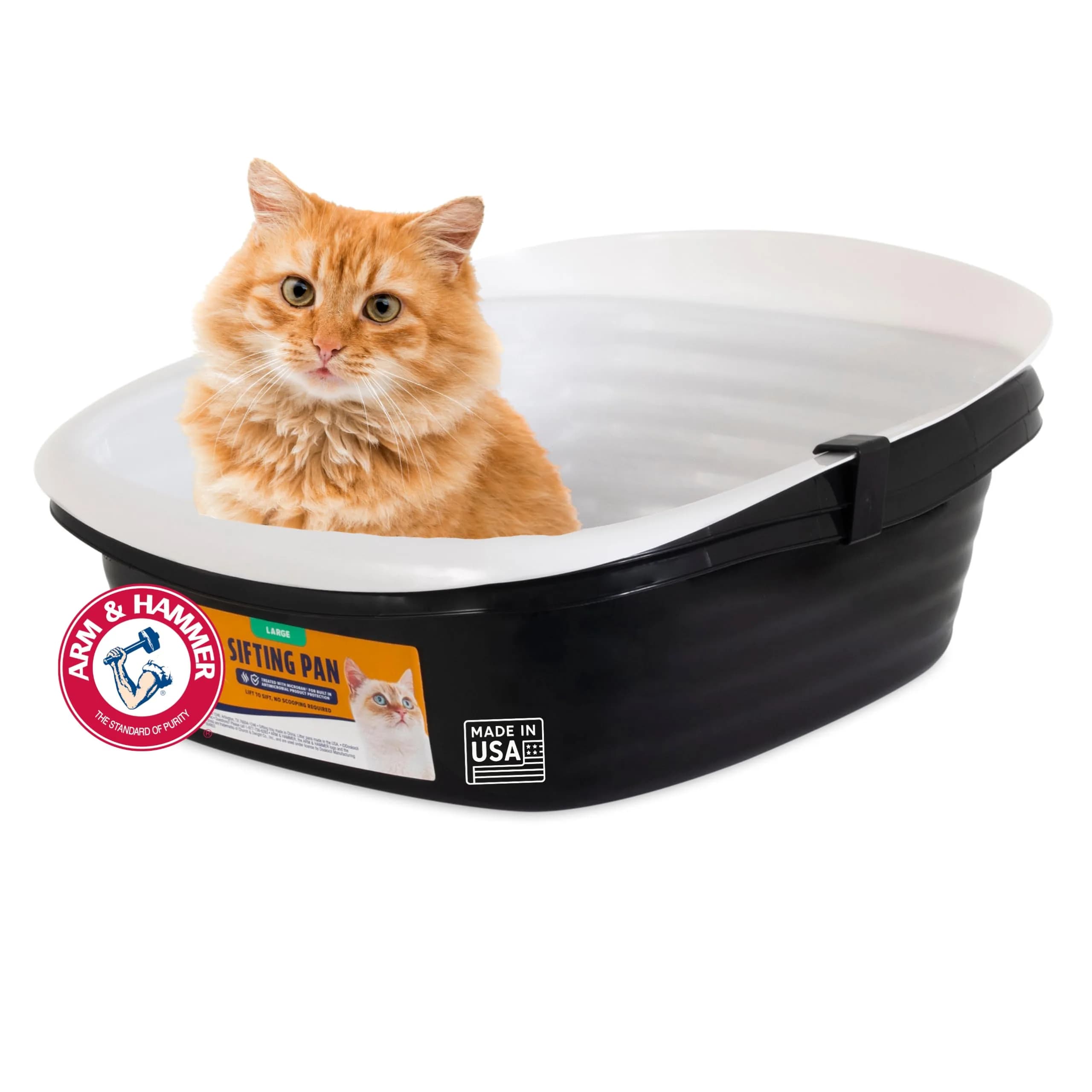 Arm & Hammer Large Sifting Cat Litter Pan with Odor Control & Easy Clean, Black - main product image