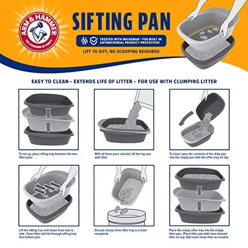 Arm & Hammer Large Sifting Litter Box | 48.3 cm (19 in) Black Open Tray thumbnail 4