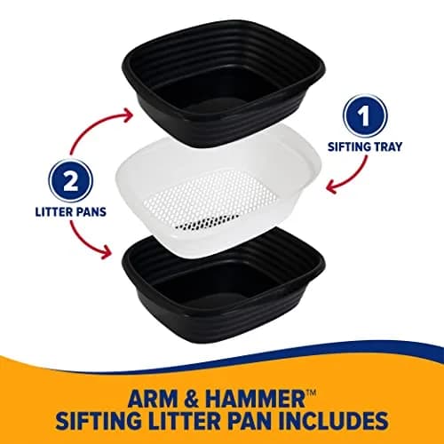 Arm & Hammer Large Sifting Litter Box | 48.3 cm (19 in) Black Open Tray thumbnail 3