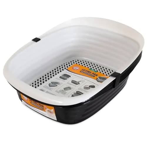 Arm & Hammer Simply Recycled Plastic Cat Litter Pan, Large, Black | Odor Control & Easy Clean — Sifting