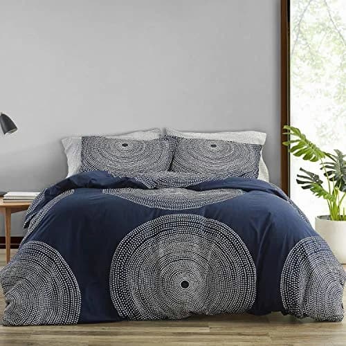 MARIMEKKO Queen Duvet Cover Set with Shams, Cotton Percale | Geometric Pattern, 200 Thread Count, Modern Scandinavian Design thumbnail 1