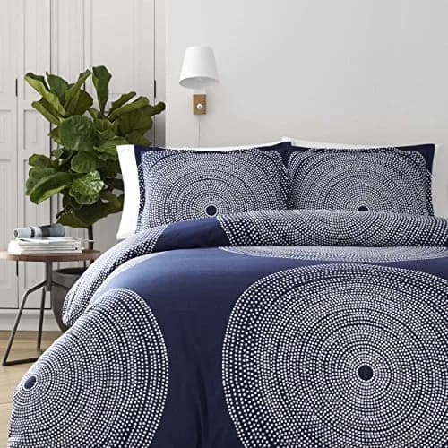 MARIMEKKO Queen Duvet Cover Set with Shams, Cotton Percale | Geometric Pattern, 200 Thread Count, Modern Scandinavian Design thumbnail 6