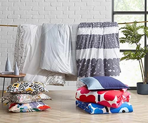 MARIMEKKO Queen Duvet Cover Set with Shams, Cotton Percale | Geometric Pattern, 200 Thread Count, Modern Scandinavian Design thumbnail 8