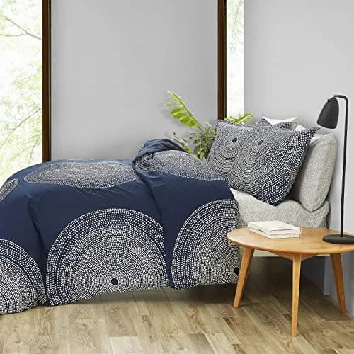 MARIMEKKO Queen Duvet Cover Set with Shams, Cotton Percale | Geometric Pattern, 200 Thread Count, Modern Scandinavian Design thumbnail 2