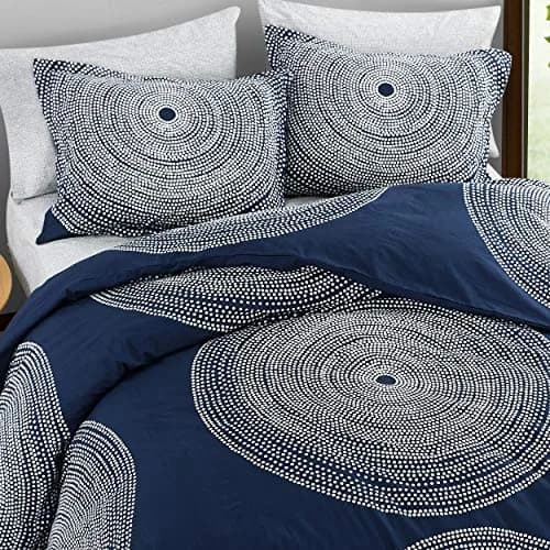 MARIMEKKO Queen Duvet Cover Set with Shams, Cotton Percale | Geometric Pattern, 200 Thread Count, Modern Scandinavian Design thumbnail 4