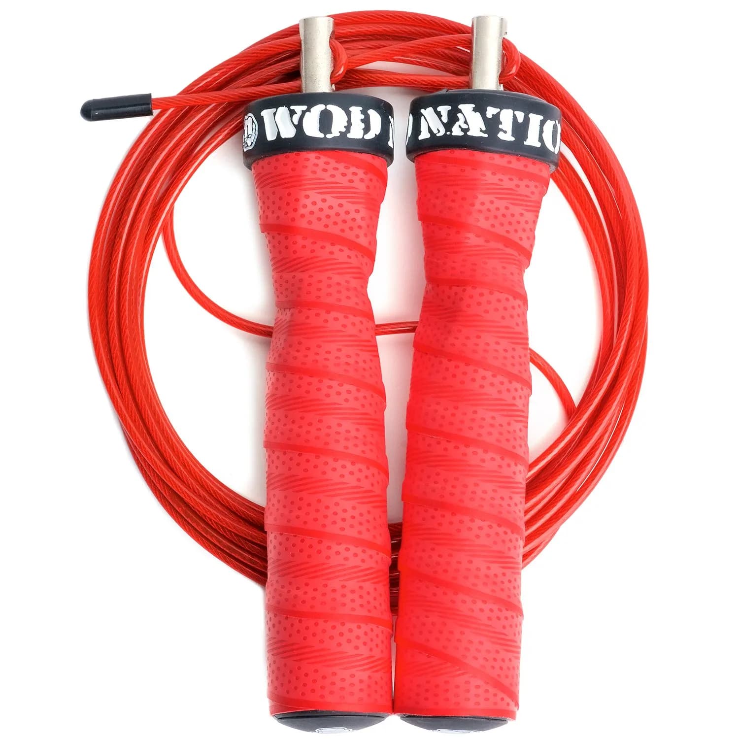 WOD Nation Alloy Steel Jump Rope with Two-Cable Design & Travel Bag, 11 ft (3.35 m) | Adjustable Speed Rope for Fitness — Red thumbnail 2