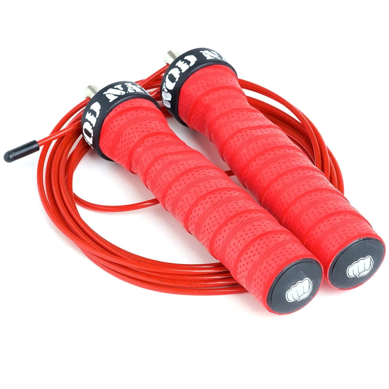 WOD Nation Alloy Steel Jump Rope with Two-Cable Design & Travel Bag, 11 ft (3.35 m) | Adjustable Speed Rope for Fitness — Red thumbnail 3