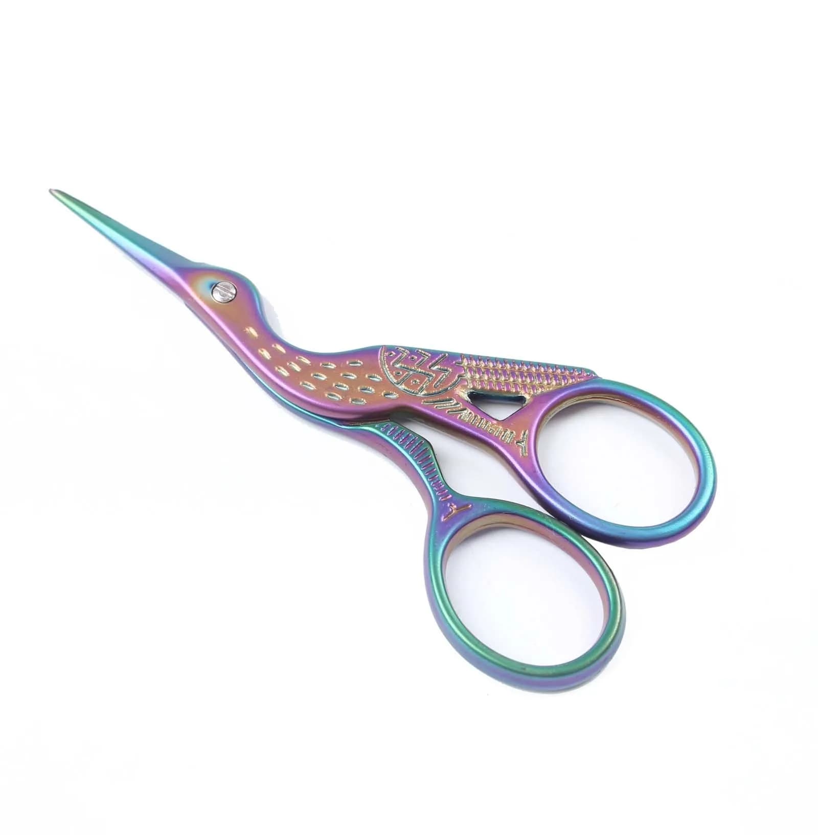 BIHRTC Stainless Steel Stork Scissors 9.2cm (3.6 Inch) | Classic Crane Design for Embroidery & Craft — Colorful