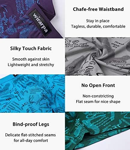 wirarpa Men's Underwear 4 Pack Stretch Modal Microfiber Trunks Large | Soft Waistband & Short Leg thumbnail 5