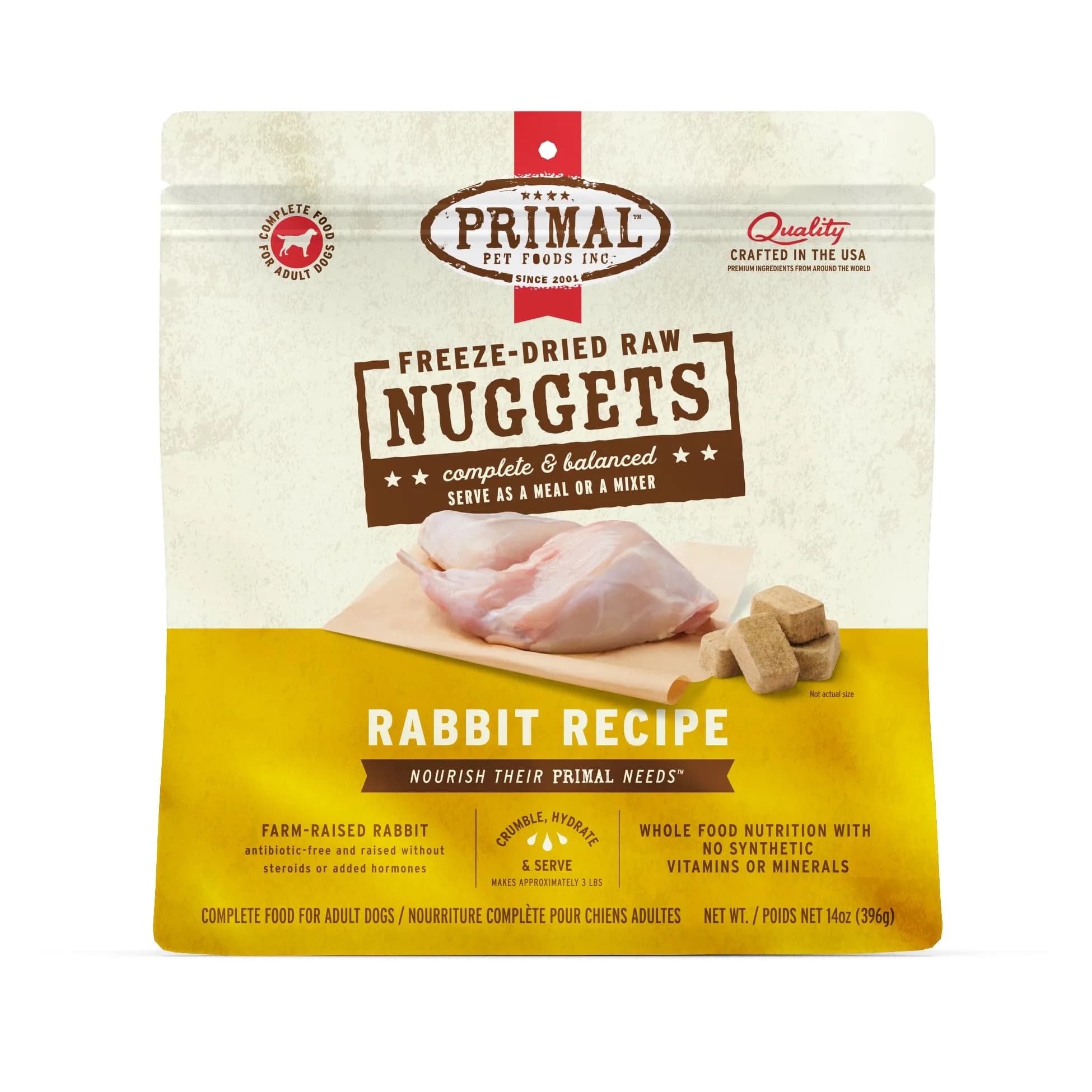 Primal Freeze Dried Raw Dog Food Nuggets Rabbit 14 oz | Complete & Balanced Nutrition for Dogs - main product image