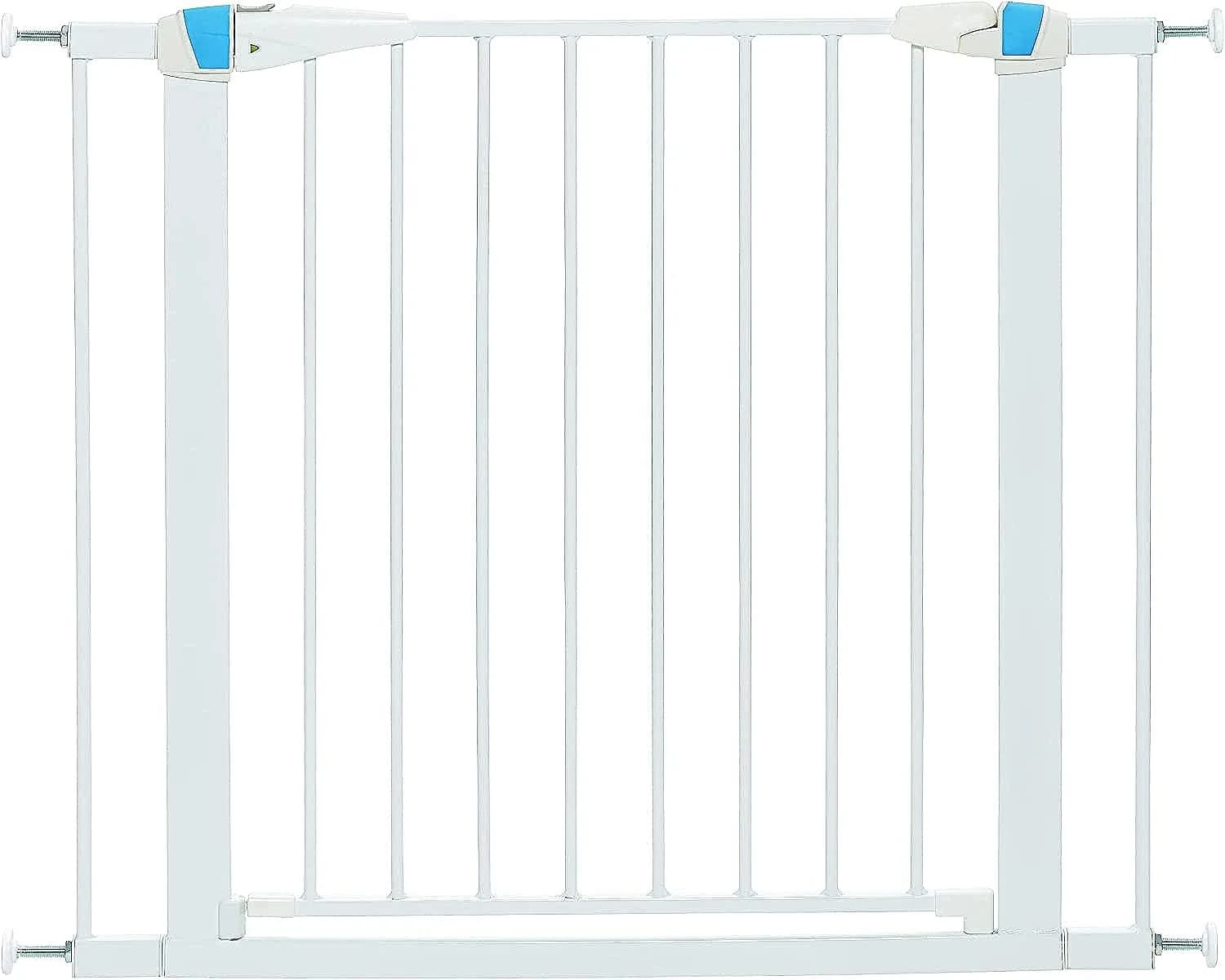 MidWest Homes for Pets 29" Steel Dog Gate with Glow Strips | Pressure Mount, Auto-Close, White