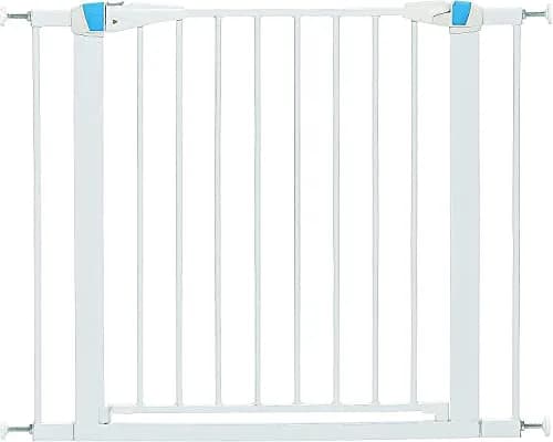 MidWest Homes for Pets 29" Steel Dog Gate with Glow Strips | Pressure Mount, Auto-Close, White thumbnail 1