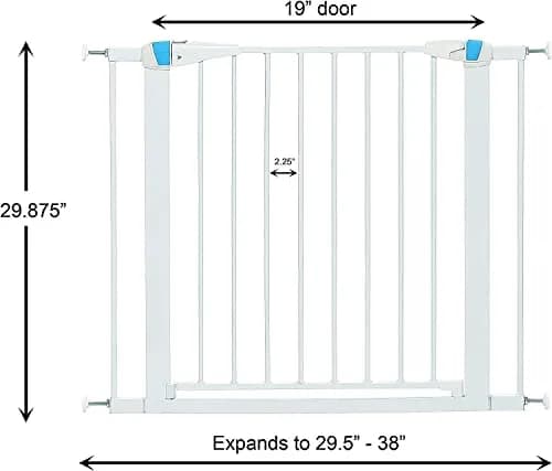 MidWest Homes for Pets 29" Steel Dog Gate with Glow Strips | Pressure Mount, Auto-Close, White thumbnail 2