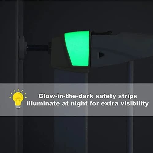 MidWest Homes for Pets 29" Steel Dog Gate with Glow Strips | Pressure Mount, Auto-Close, White thumbnail 3
