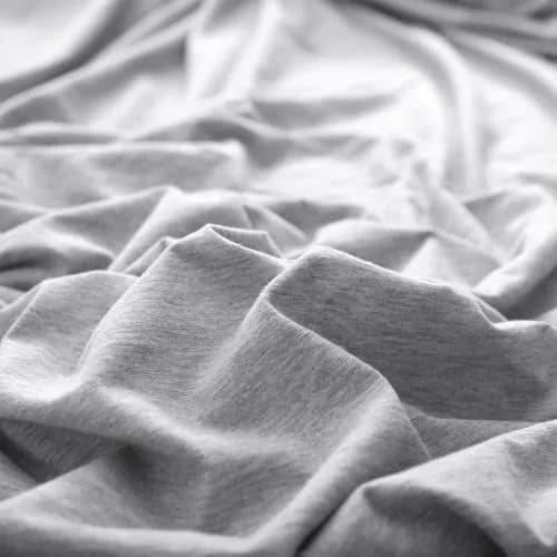 PURE ERA Jersey Knit Duvet Cover Set Heather Grey Queen | Ultra Soft, Breathable Cotton, Zipper & Corner Ties thumbnail 6